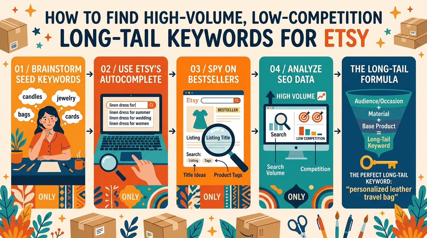 How to Find High-Volume, Low-Competition Long-Tail Keywords for Etsy